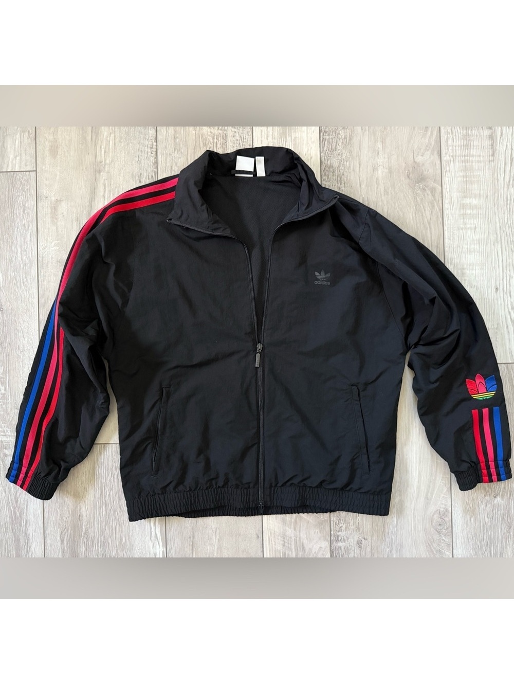 Adidas Adicolor 3D Vintage Retro Black Trefoil Wind Breaker Track Jacket medium